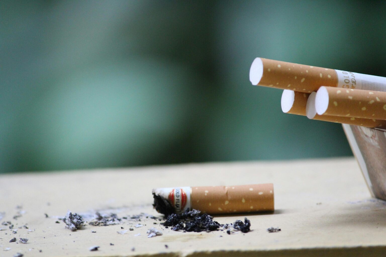 Cigarettes on a table