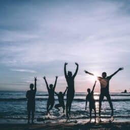 Happy family enjoying a day at the beach